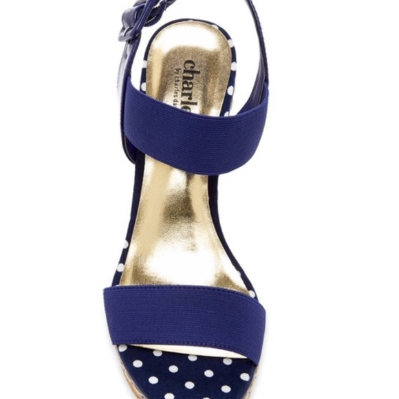 Charles David Navy polka dot wedges size 9 - Picture 3 of 10